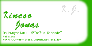 kincso jonas business card